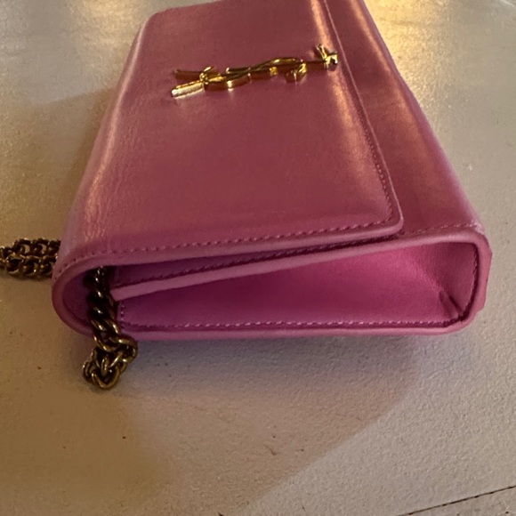 Yves Saint Laurent Vibrant Pink Clutch with Gold Chain/authentic - Picture 12 of 17